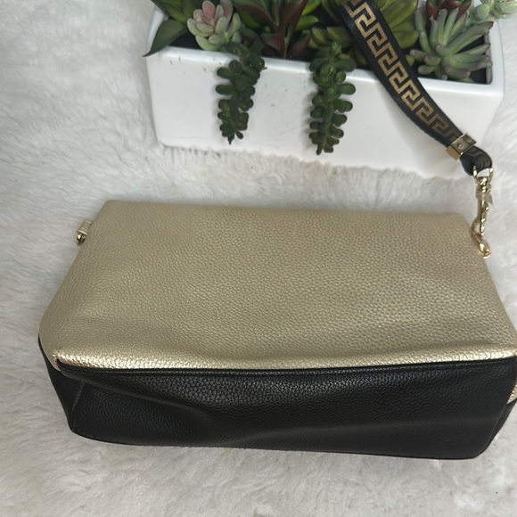 VERSACE Parfums Gold Black Faux Leather Clutch Crossbody Bag. - Picture 4 of 10